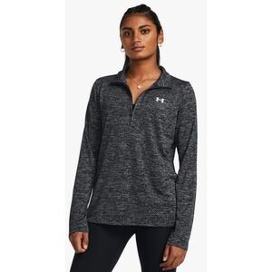 Under Armour Long Sleeve Shirt Women's Large Black Heather Avy Quarter Zip Twist